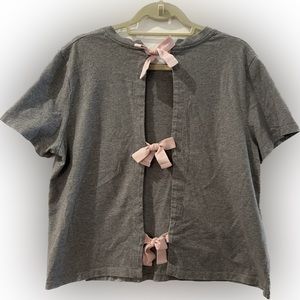 Jack wills grey T-shirt with open back and pink bows